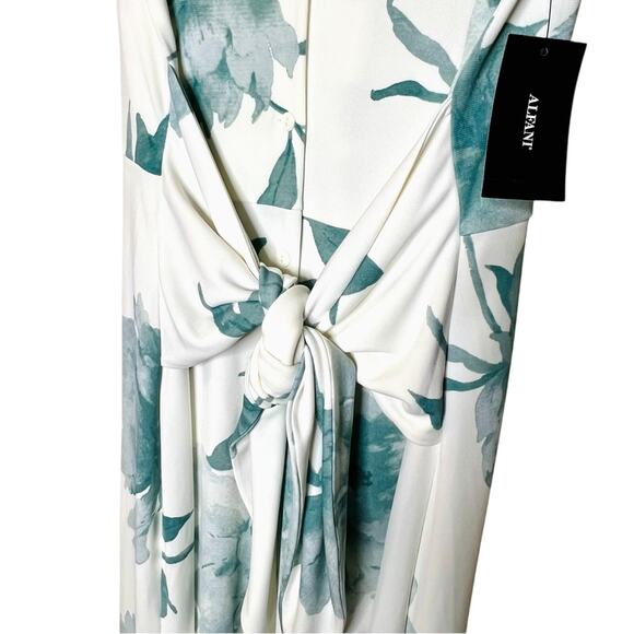 NWT Alfani A-Line Midi Dress L Button Up Tie Front Floral Feminine Classy - Picture 7 of 14